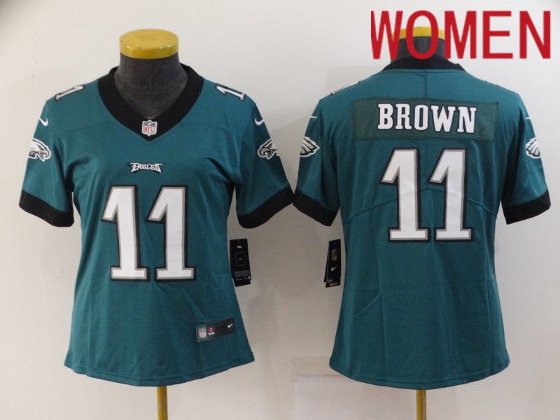 Women Philadelphia Eagles #11 Brown Green 2022 Nike Limited Vapor Untouchable NFL Jersey